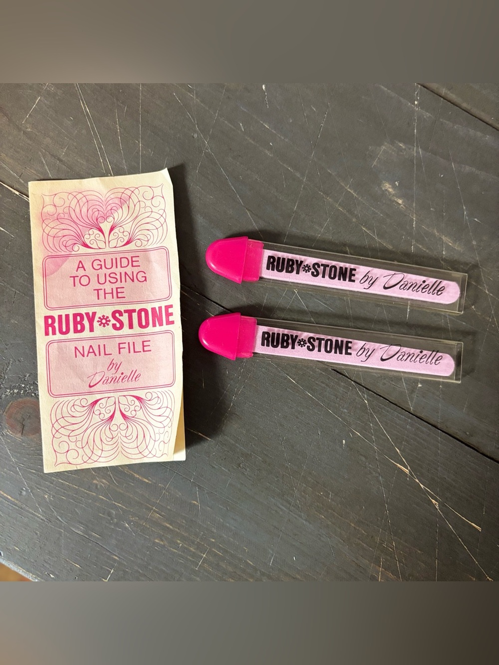 Vintage Ruby Stone by Danielle Nail File Instructions Case Crystals Set of 2